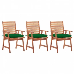 Acquista Sedie da Pranzo da Esterni con Cuscini 3 pz Massello di Acacia con riferimento GHV-3064367 della ditta GARDENHOME