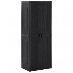 Acquista Armadio da Giardino Nero 65x45x172 cm in Rattan PP con riferimento GHV-151237 della ditta GARDENHOME