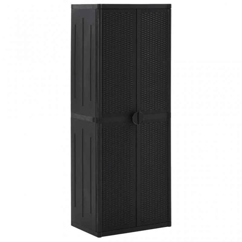 Acquista Armadio da Giardino Nero 65x45x172 cm in Rattan PP con riferimento GHV-151237 della ditta GARDENHOME