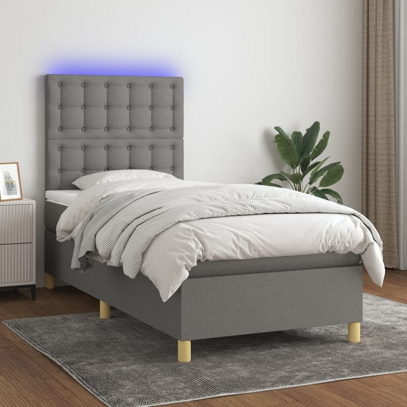 Acquista Letto a Molle Materasso e LED Grigio Scuro 90x200 cm in Tessuto con riferimento GHV-3135726 della ditta GARDENHOME