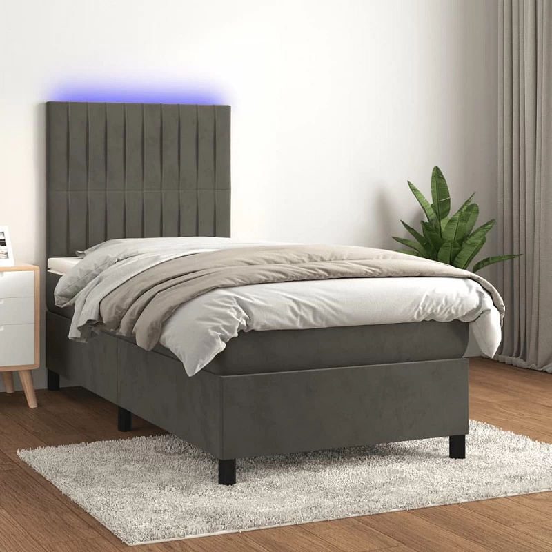 Acquista Letto a Molle con Materasso e LED Grigio Scuro 80x200cm Velluto con riferimento GHV-3136210 della ditta GARDENHOME