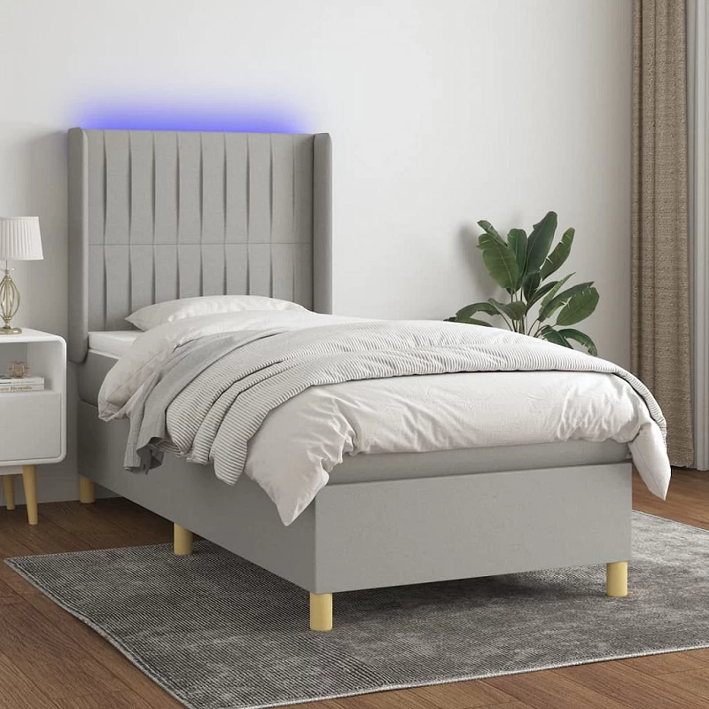 Acquista Letto a Molle Materasso e LED Grigio Chiaro 100x200 cm Tessuto con riferimento GHV-3139013 della ditta GARDENHOME