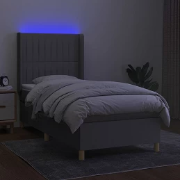 Acquista Letto a Molle Materasso e LED Grigio Chiaro 100x200 cm Tessuto con riferimento GHV-3139013 della ditta GARDENHOME