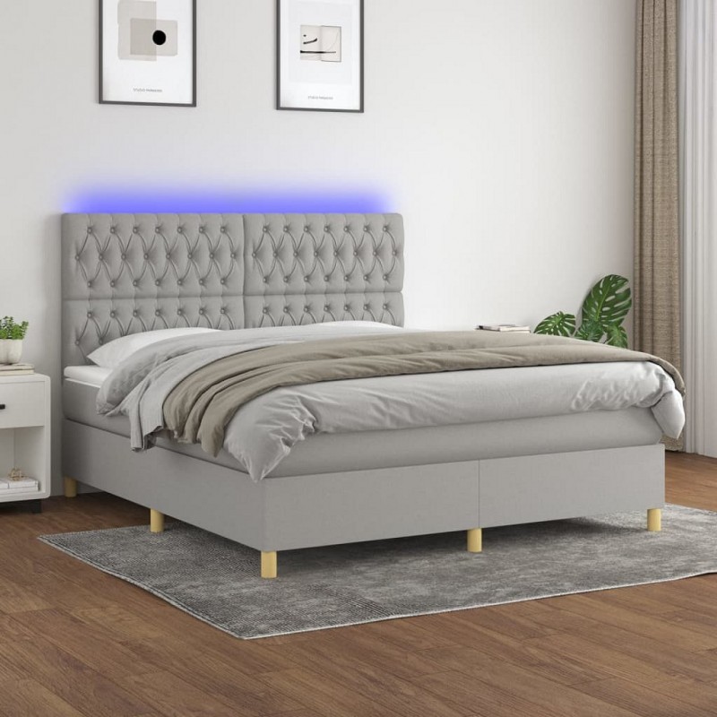 Acquista Letto a Molle Materasso e LED Grigio Chiaro 160x200 cm Tessuto con riferimento GHV-3135685 della ditta GARDENHOME
