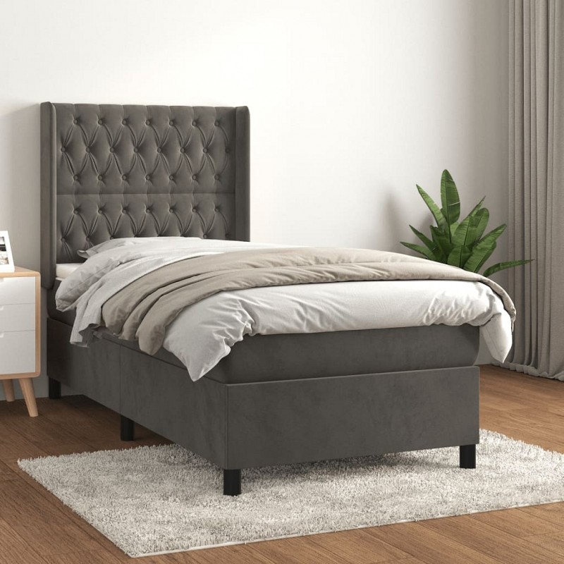 Acquista Giroletto a Molle con Materasso Grigio Scuro 90x200 cm Velluto con riferimento GHV-3132838 della ditta GARDENHOME