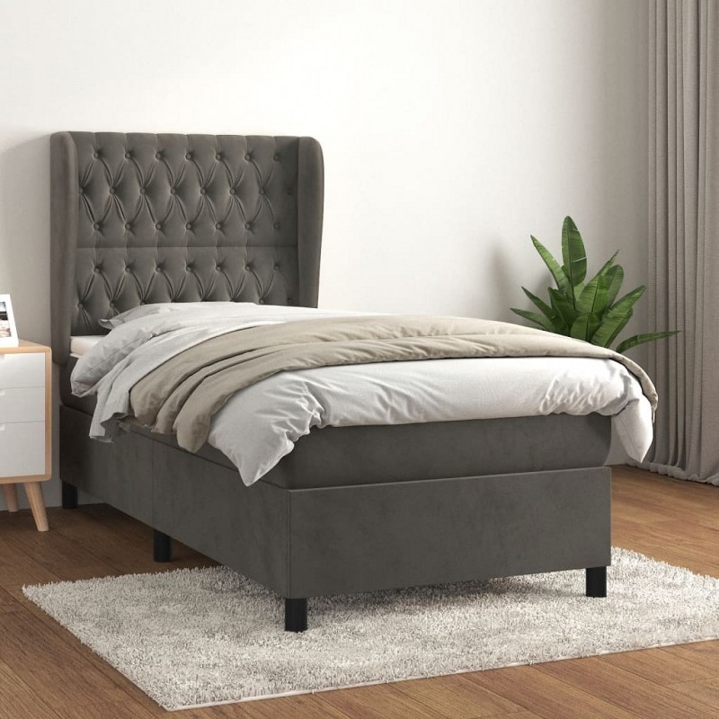 Acquista Giroletto a Molle con Materasso Grigio Scuro 90x190 cm Velluto con riferimento GHV-3129364 della ditta GARDENHOME