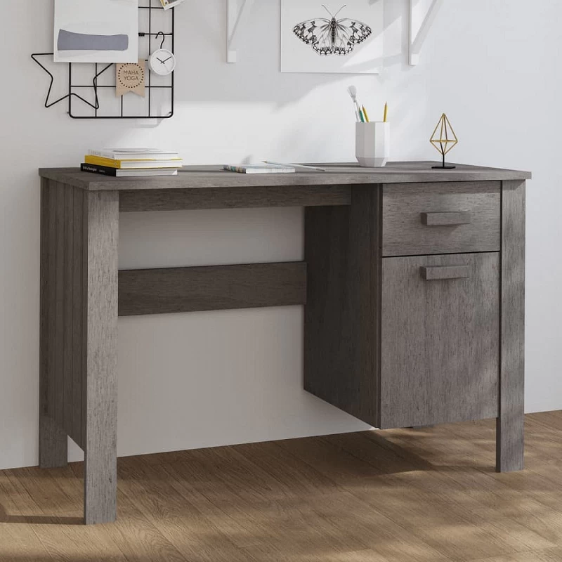 Acquista Scrivania Grigio Chiaro 113x50x75 cm in Legno Massello di Pino con riferimento GHV-340463 della ditta GARDENHOME