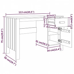Acquista Scrivania Grigio Chiaro 113x50x75 cm in Legno Massello di Pino con riferimento GHV-340463 della ditta GARDENHOME