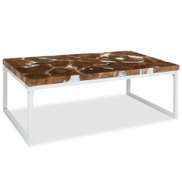 Acquista Tavolino da Caffè in Legno di Teak e Resina 110x60x40 cm con riferimento GHV-244553 della ditta GARDENHOME