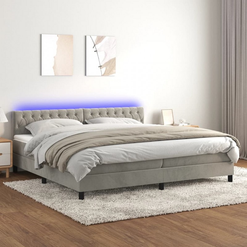 Acquista Letto a Molle Materasso e LED Grigio Chiaro 200x200 cm Velluto con riferimento GHV-3134603 della ditta GARDENHOME