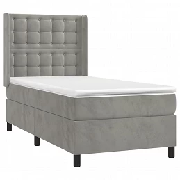 Acquista Giroletto a Molle con Materasso Grigio Chiaro 90x200 cm Velluto con riferimento GHV-3132897 della ditta GARDENHOME