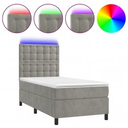 Acquista Letto a Molle Materasso e LED Grigio Chiaro 90x200 cm Velluto con riferimento GHV-3136341 della ditta GARDENHOME