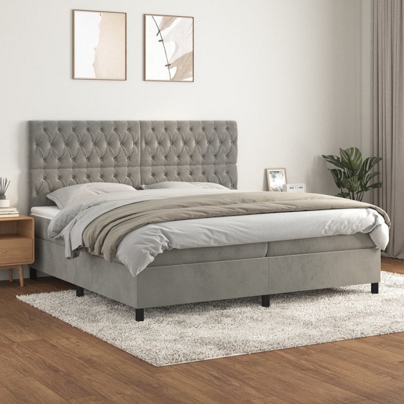Acquista Giroletto a Molle con Materasso Grigio Chiaro 200x200cm Velluto con riferimento GHV-3143223 della ditta GARDENHOME