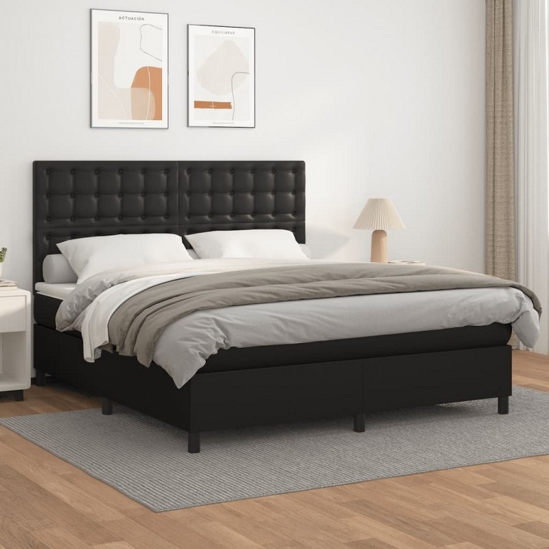 Acquista Giroletto a Molle con Materasso Nero 180x200 cm in Similpelle con riferimento GHV-3142857 della ditta GARDENHOME