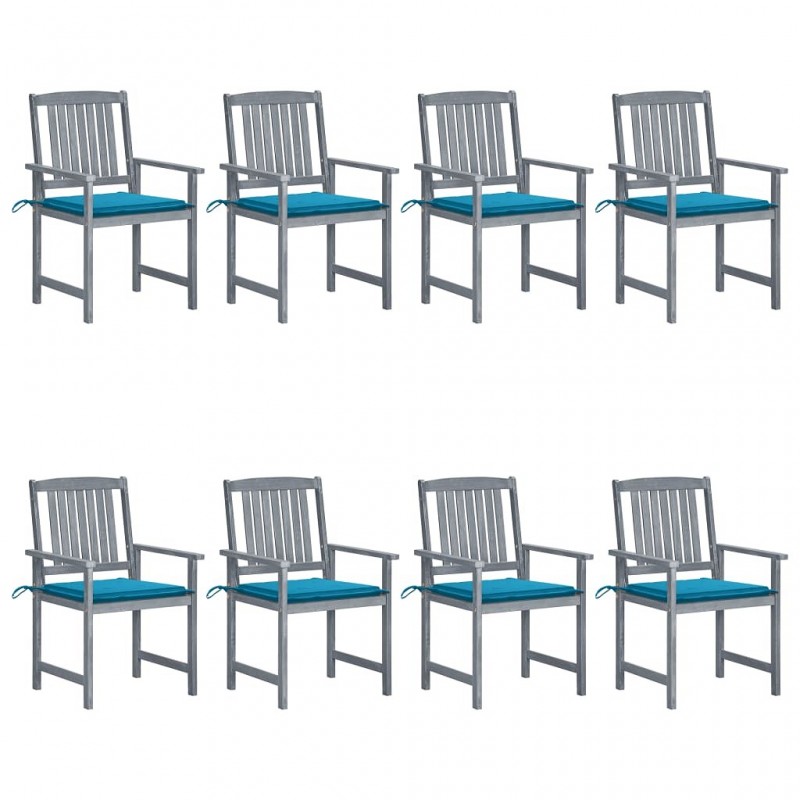 Acquista Sedie da Giardino con Cuscini 8 pz in Massello di Acacia Grigie con riferimento GHV-3078226 della ditta GARDENHOME