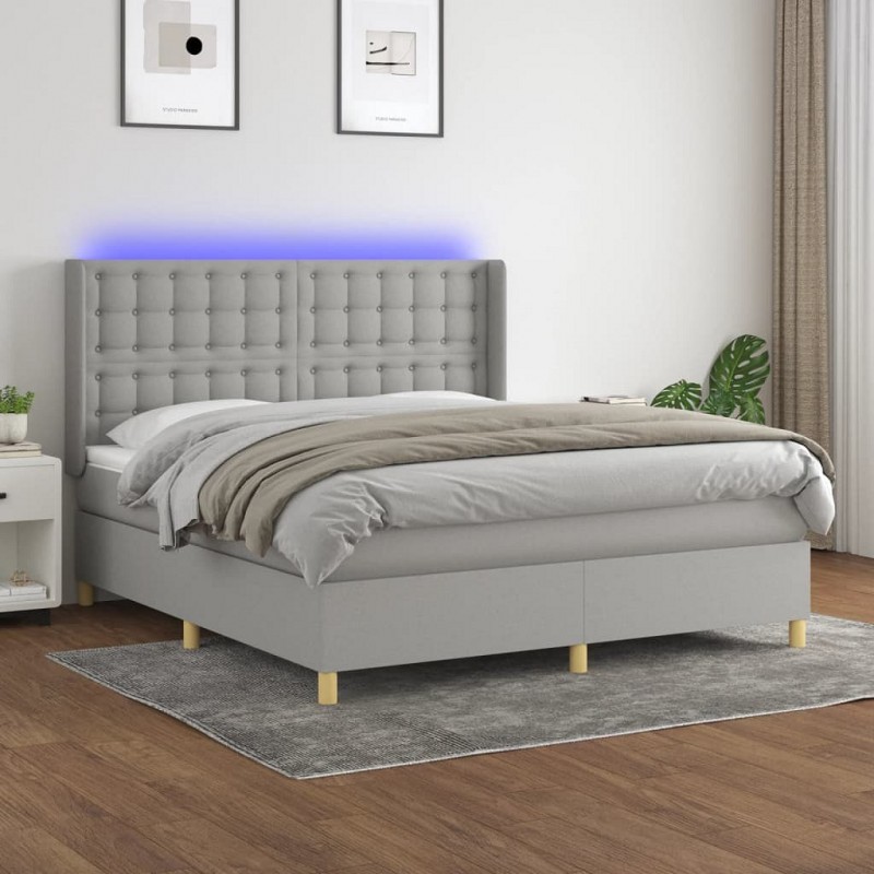 Acquista Letto a Molle Materasso e LED Grigio Chiaro 180x200 cm Tessuto con riferimento GHV-3139213 della ditta GARDENHOME