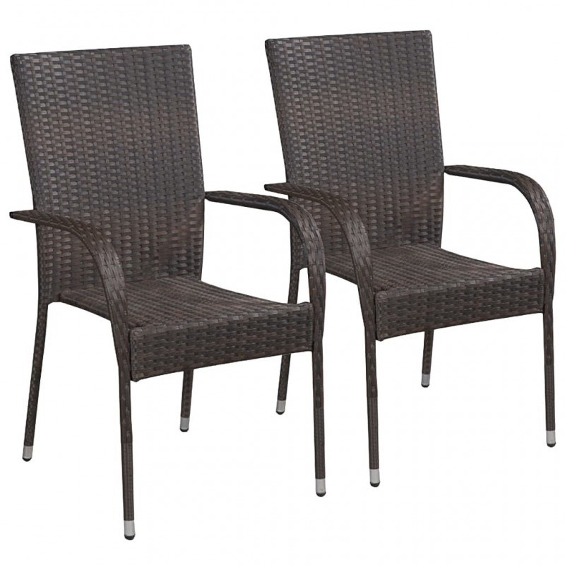Acquista Sedie da Esterno Impilabili 2 pz in Polyrattan Marrone con riferimento GHV-44237 della ditta GARDENHOME