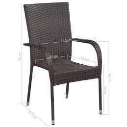 Acquista Sedie da Esterno Impilabili 2 pz in Polyrattan Marrone con riferimento GHV-44237 della ditta GARDENHOME