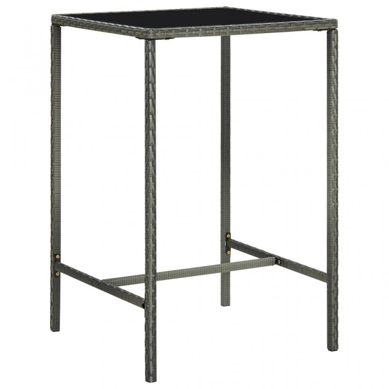 Acquista Tavolo da Bar da Giardino Grigio 70x70x110 cm Polyrattan Vetro con riferimento GHV-313459 della ditta GARDENHOME