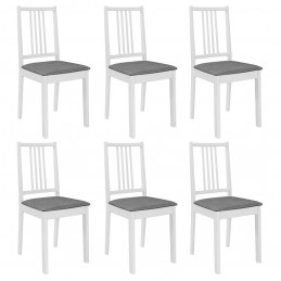 Acquista Sedie da Pranzo con Cuscini 6 pz Bianche in Legno Massello con riferimento GHV-276406 della ditta GARDENHOME