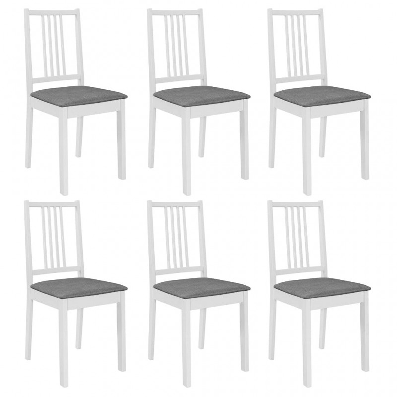 Acquista Sedie da Pranzo con Cuscini 6 pz Bianche in Legno Massello con riferimento GHV-276406 della ditta GARDENHOME