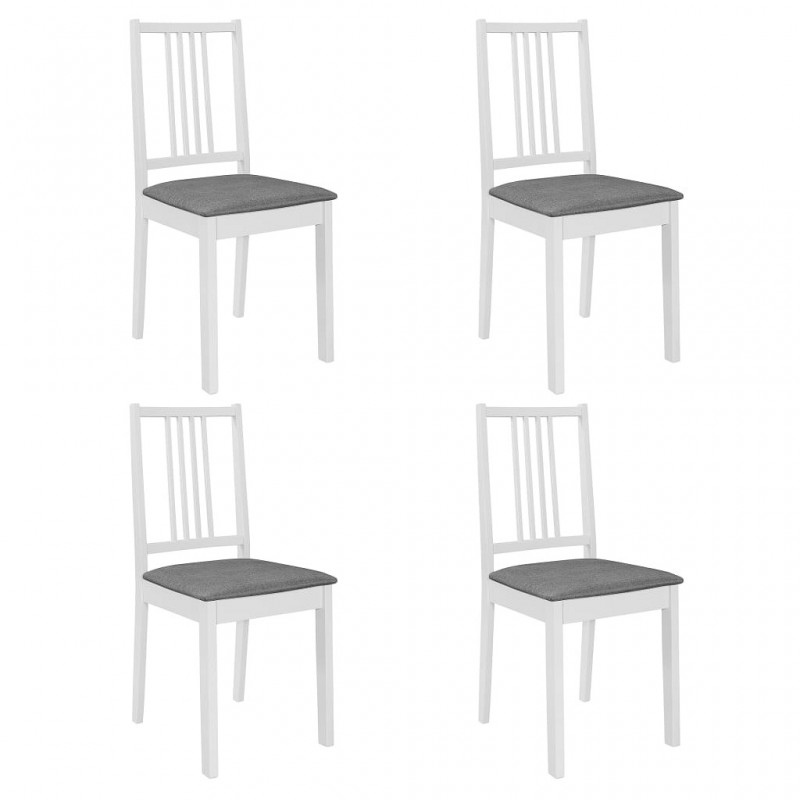 Acquista Sedie da Pranzo con Cuscini 4 pz Bianche in Legno Massello con riferimento GHV-247637 della ditta GARDENHOME