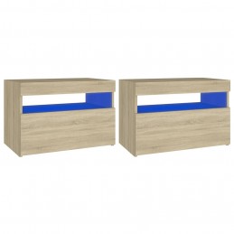 Acquista Comodino e Luci LED 2 pz Rovere Sonoma 60x35x40cm in Truciolato con riferimento GHV-3082781 della ditta GARDENHOME