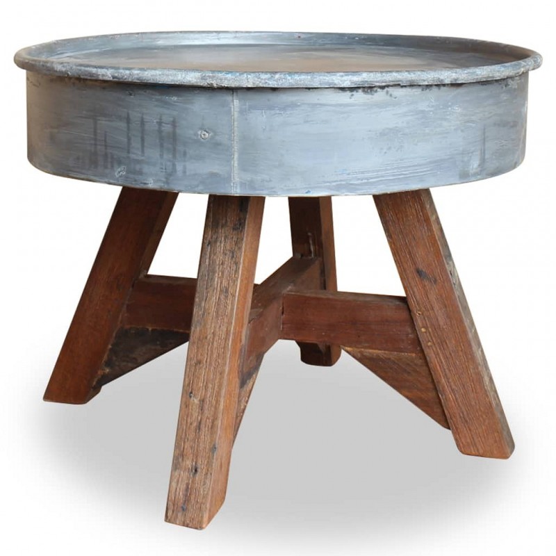 Acquista Tavolino da Caffè in Legno Massello Recuperato 60x45 cm Argento con riferimento GHV-244511 della ditta GARDENHOME