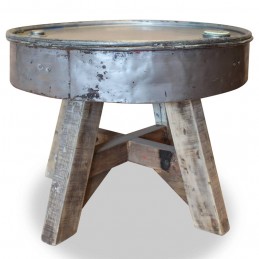 Acquista Tavolino da Caffè in Legno Massello Recuperato 60x45 cm Argento con riferimento GHV-244511 della ditta GARDENHOME