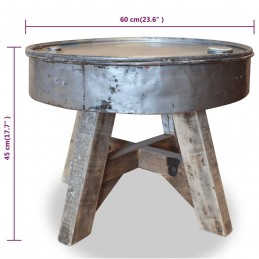Acquista Tavolino da Caffè in Legno Massello Recuperato 60x45 cm Argento con riferimento GHV-244511 della ditta GARDENHOME