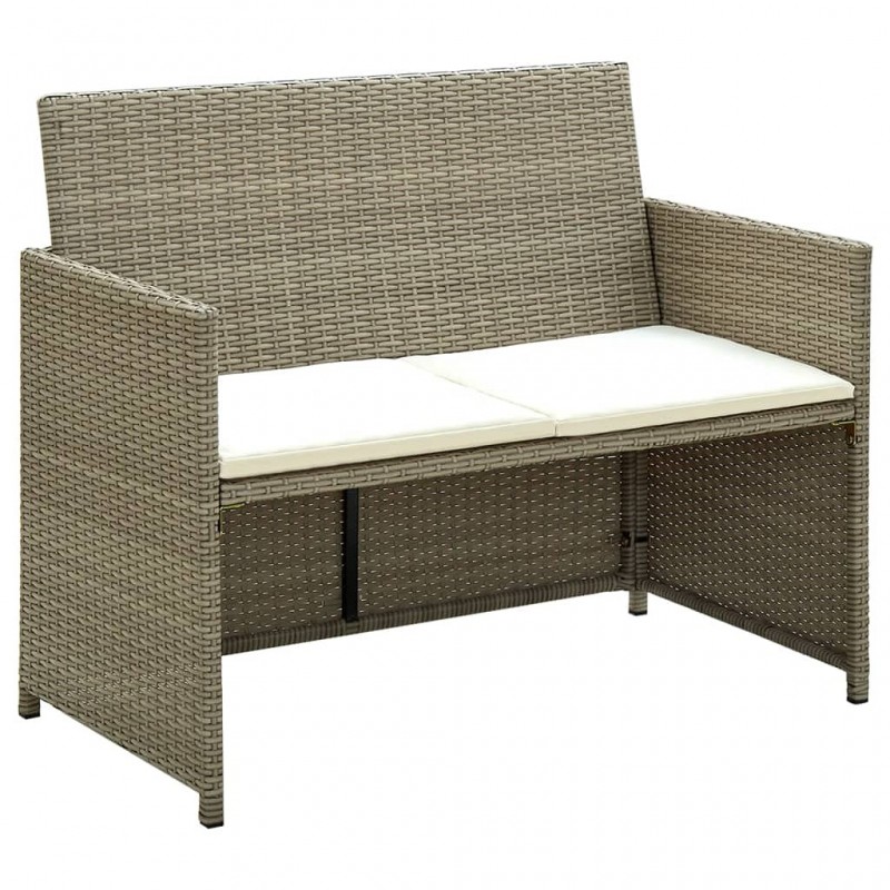 Acquista Divano da Giardino a 2 Posti con Cuscini Beige in Polyrattan con riferimento GHV-46396 della ditta GARDENHOME
