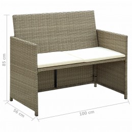 Acquista Divano da Giardino a 2 Posti con Cuscini Beige in Polyrattan con riferimento GHV-46396 della ditta GARDENHOME