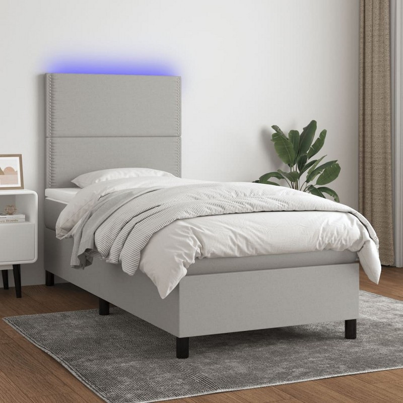 Acquista Letto a Molle Materasso e LED Grigio Chiaro 90x200 cm Tessuto con riferimento GHV-3134765 della ditta GARDENHOME