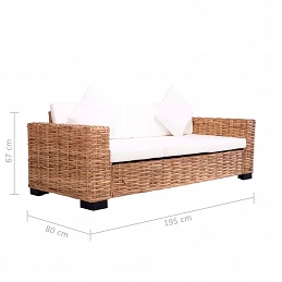 Acquista Divano a 3 Posti in Rattan Naturale con riferimento GHV-244419 della ditta GARDENHOME