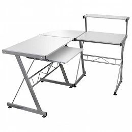 Acquista Scrivania Computer Angolare Bianca 132x112x99 Legno Multistrato con riferimento GHV-20587 della ditta GARDENHOME