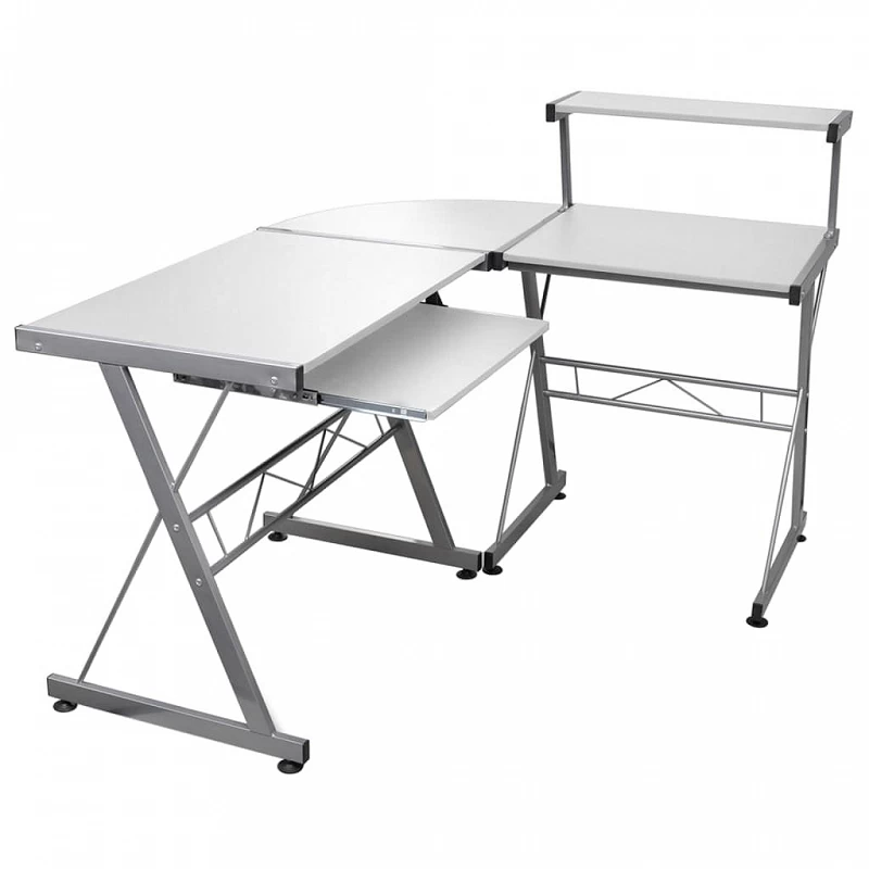 Acquista Scrivania Computer Angolare Bianca 132x112x99 Legno Multistrato con riferimento GHV-20587 della ditta GARDENHOME