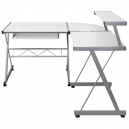 Acquista Scrivania Computer Angolare Bianca 132x112x99 Legno Multistrato con riferimento GHV-20587 della ditta GARDENHOME