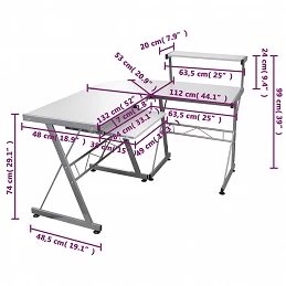 Acquista Scrivania Computer Angolare Bianca 132x112x99 Legno Multistrato con riferimento GHV-20587 della ditta GARDENHOME