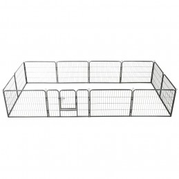 Acquista Box per Cani con 12 Pannelli in Acciaio 80x60 cm Nero con riferimento GHV-170573 della ditta GARDENHOME