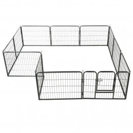 Acquista Box per Cani con 12 Pannelli in Acciaio 80x60 cm Nero con riferimento GHV-170573 della ditta GARDENHOME