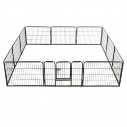 Acquista Box per Cani con 12 Pannelli in Acciaio 80x60 cm Nero con riferimento GHV-170573 della ditta GARDENHOME
