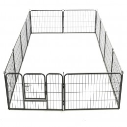 Acquista Box per Cani con 12 Pannelli in Acciaio 80x60 cm Nero con riferimento GHV-170573 della ditta GARDENHOME