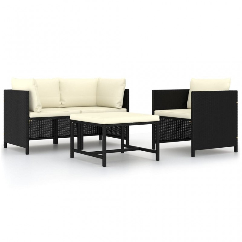 Acquista Set Divani da Giardino 4 pz con Cuscini in Polyrattan Nero con riferimento GHV-313518 della ditta GARDENHOME
