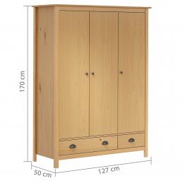 Acquista Armadio a 3 Ante Hill Range 127x50x170cm Legno Massello di Pino con riferimento GHV-288951 della ditta GARDENHOME