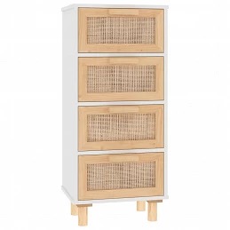 Acquista Credenza Bianca 40x30x90cm Legno Massello Pino Rattan Naturale con riferimento GHV-345642 della ditta GARDENHOME