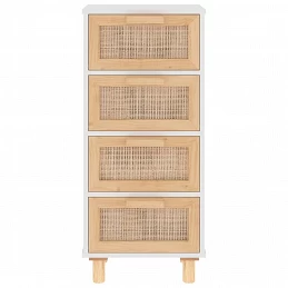 Acquista Credenza Bianca 40x30x90cm Legno Massello Pino Rattan Naturale con riferimento GHV-345642 della ditta GARDENHOME