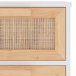 Acquista Credenza Bianca 40x30x90cm Legno Massello Pino Rattan Naturale con riferimento GHV-345642 della ditta GARDENHOME