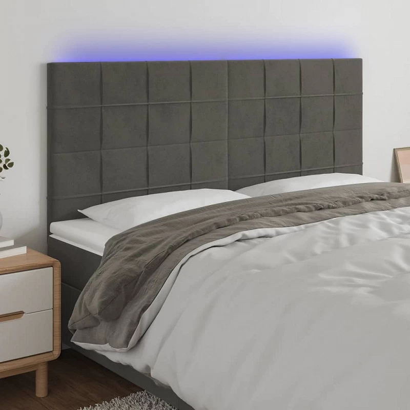 Acquista Testiera a LED GrigioScuro 160x5x118/128cm in Velluto con riferimento GHV-3122479 della ditta GARDENHOME