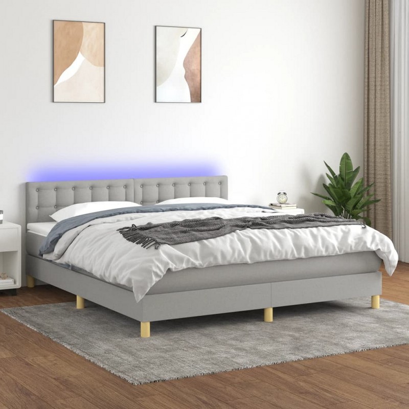 Acquista Letto a Molle Materasso e LED Grigio Chiaro 180x200 cm Tessuto con riferimento GHV-3134053 della ditta GARDENHOME