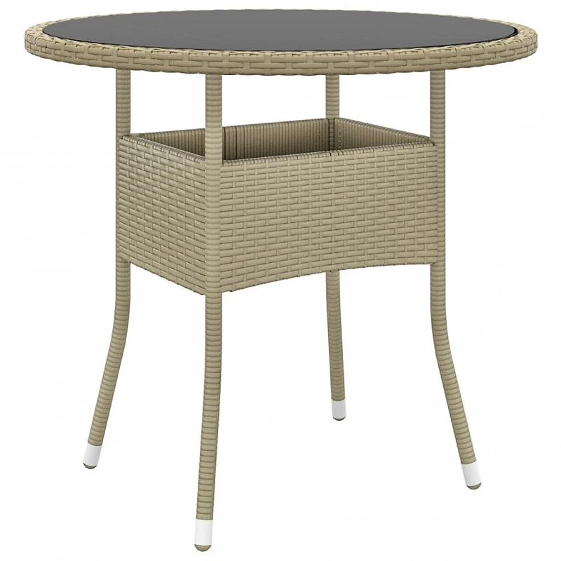 Acquista Tavolo da Giardino Ø80x75cm Vetro Temperato e Polyrattan Beige con riferimento GHV-310607 della ditta GARDENHOME